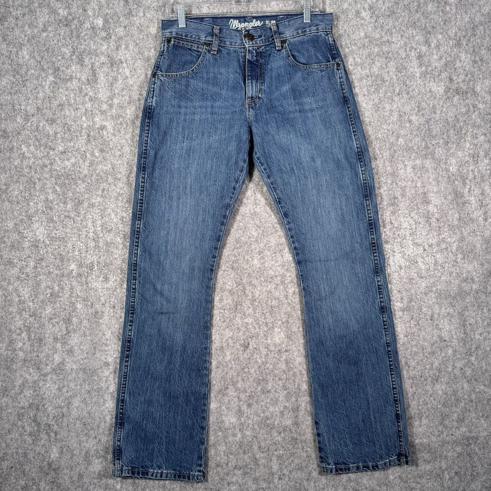 Wrangler Retro Slim Boot Mens 30x32 Blue Denim Western Rodeo Cowboy
